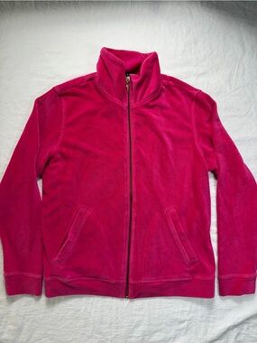 Mureli Fuchsia Pink Velour Zip-Up Jacket